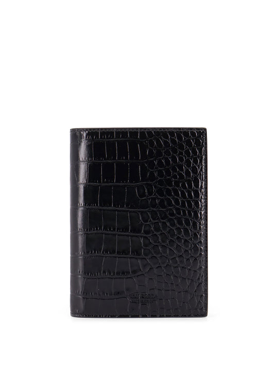 Crocodile-Print Leather Wallet
