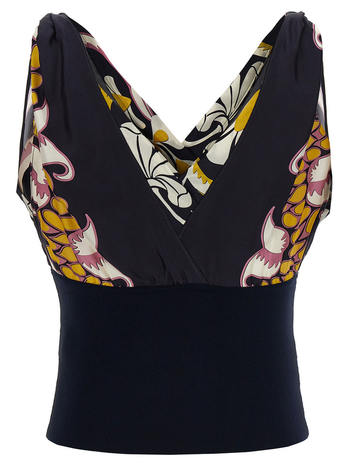 Tory Burch Printed Silk Top Top - Nero | 014cedbfec34cb973974324ccc9a8b1fd06f1377