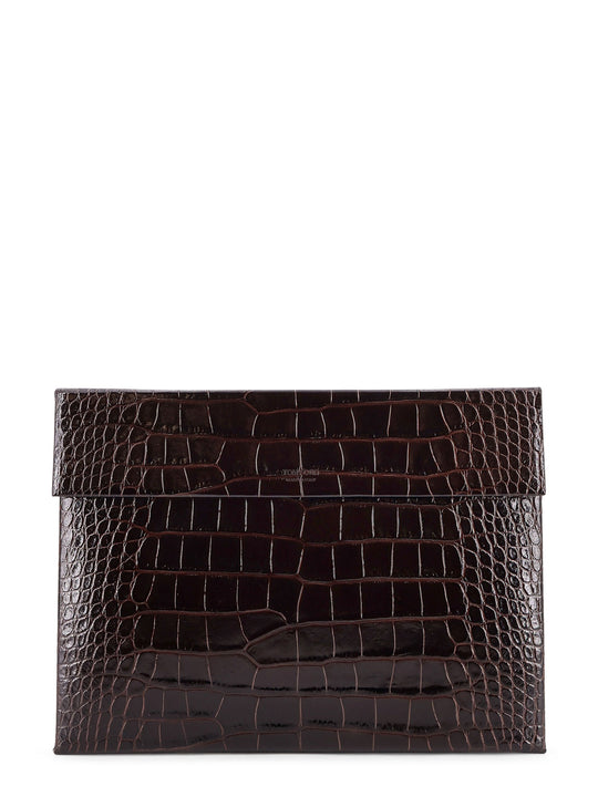 Crocodile-Print Leather Document Holder