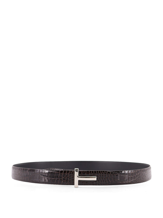 Reversible Leather Belt With Crocodile-Print