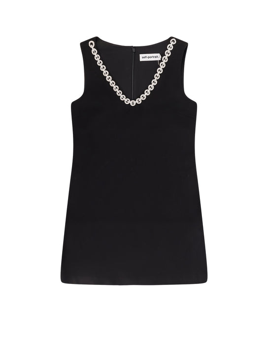 Crepe Mini Dress With Jewel Trim