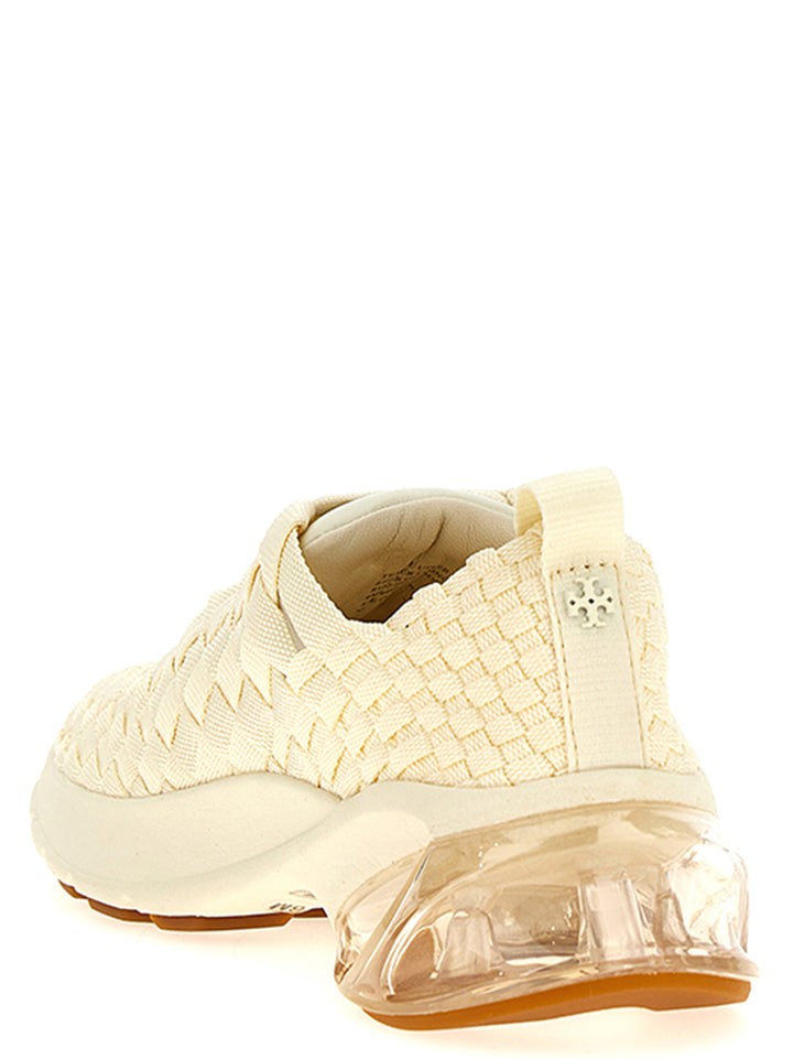 Tory Burch Good Luck Woven Trainer Sneakers - Bianco | 27851142d020007b700fa3c13c6a59cd93834e8b