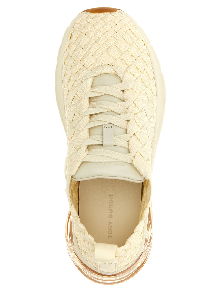 Tory Burch Good Luck Woven Trainer Sneakers - Bianco | 9139195de50796f69820eb52b28144cd98df3d41
