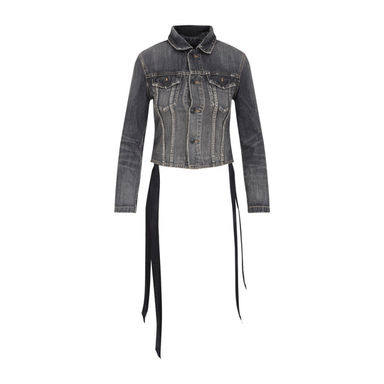 Dark Grey Cotton Lace Up Jacket