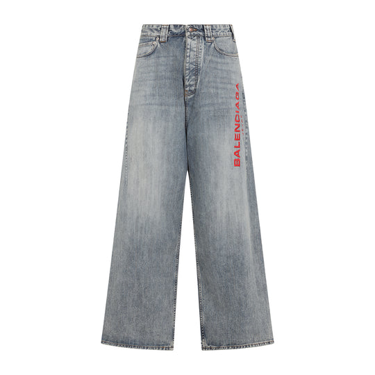 Stained Blue Cotton Baggy Pants