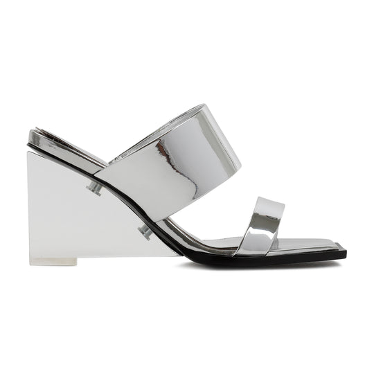 Silver Calf Leather Sandals