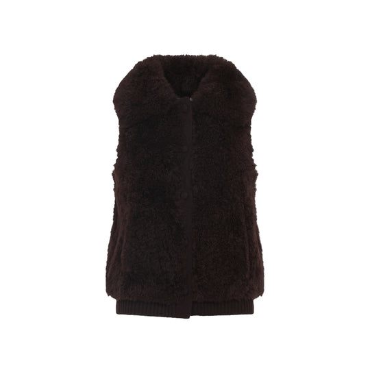 Brown Lamb Hair Gilet