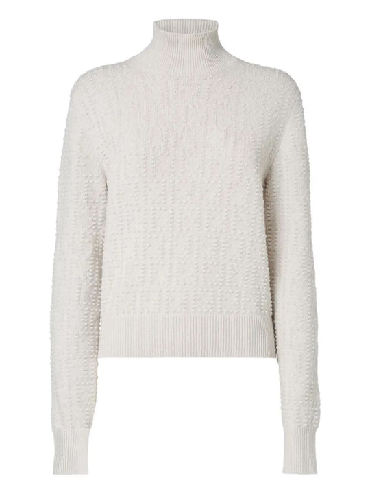 Maglia Con Collo Alto In Lana E Cashmere Con Ricamo Ff Effetto Pois