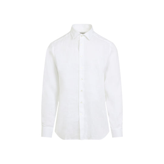 White Roma Logo Linen Shirt