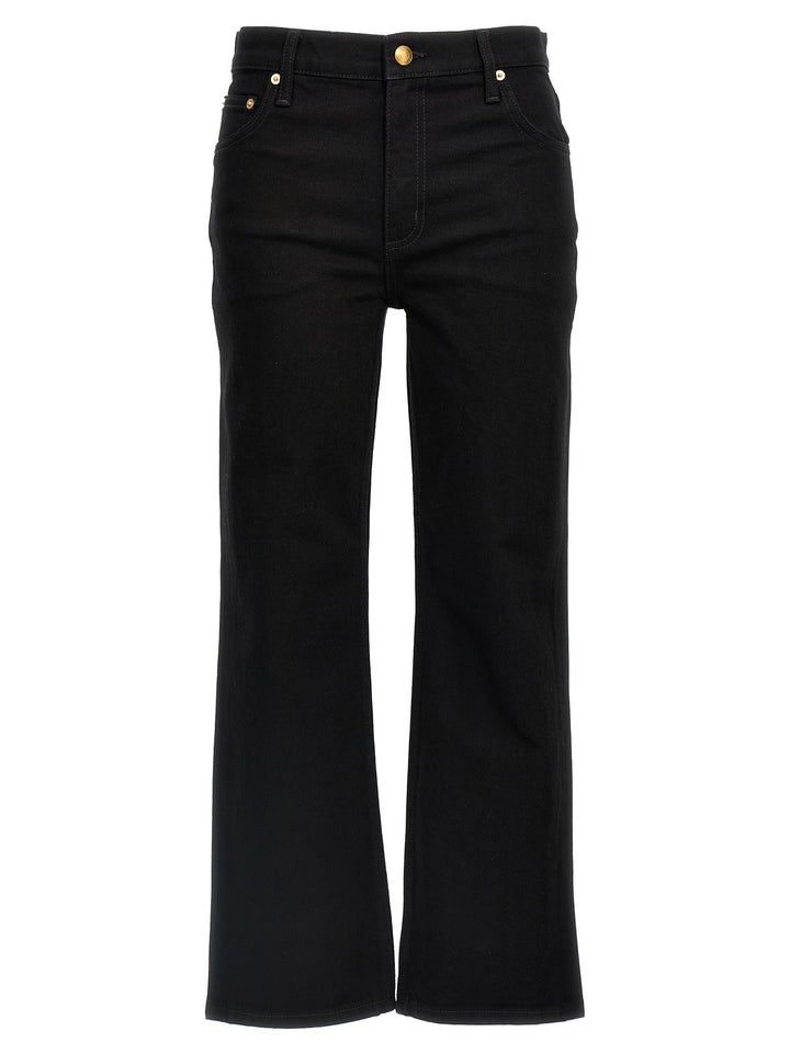 Tory Burch Cropped Kick Flare Jeans - Nero | a5db93dac7cdffc545eda79d67bdc7a690c1da40
