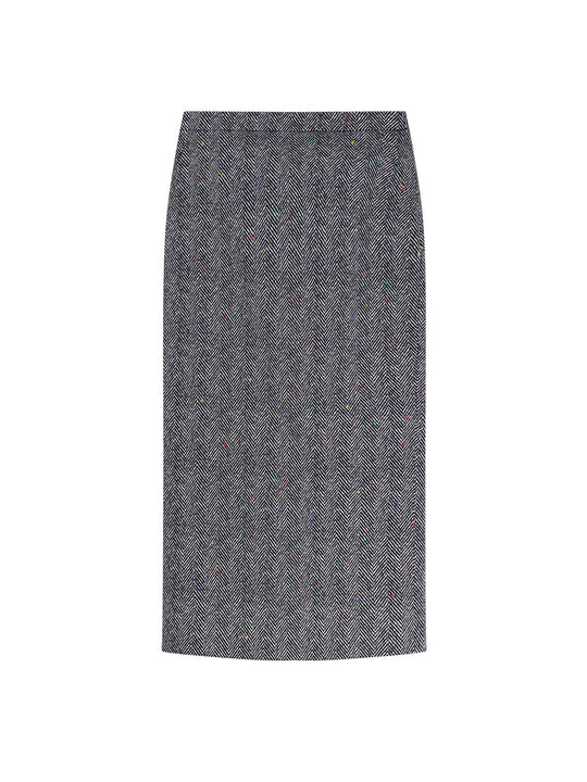 Herringbone Motif Cotton Skirt