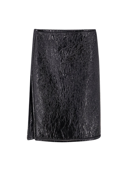 Shiny Leather And Neoprene Skirt