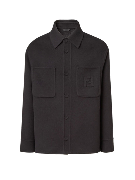 Wool Coat With Ff Embossed Detail