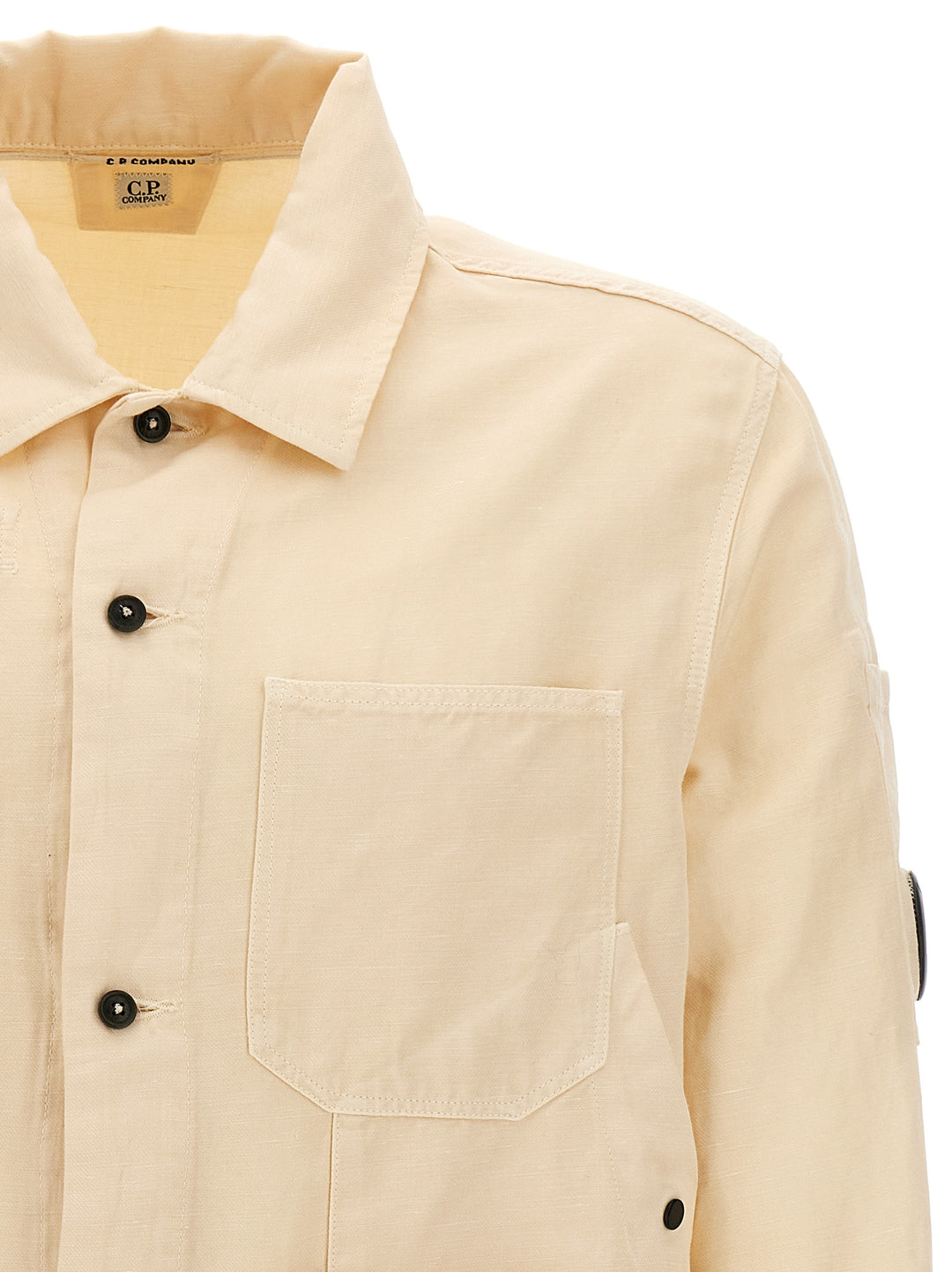 Overlapping Pocket Overshirt Camicie Beige