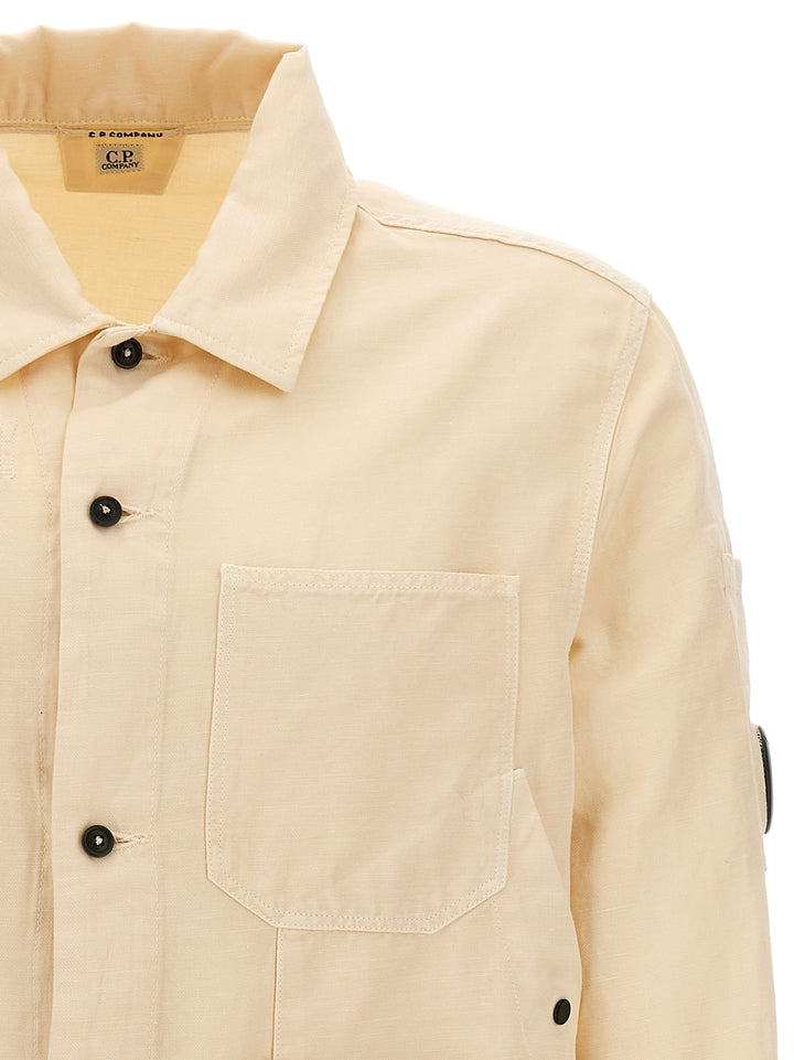 Overlapping Pocket Overshirt Camicie Beige