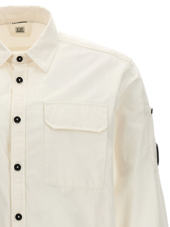 Gabardine Shirt With Logo Badge Camicie Bianco