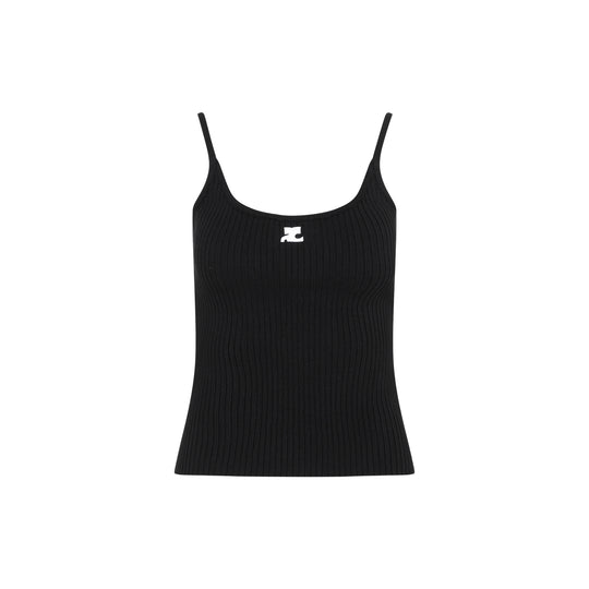 Black Rib Knit Tank Top