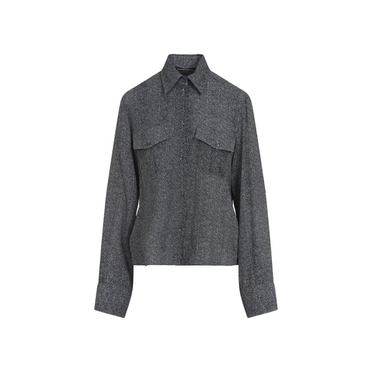 Grey Printed Viscose Shirt