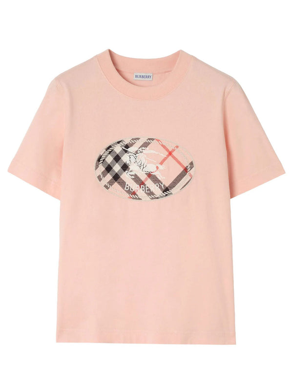 T-Shirt In Cotone Check Con Knight Stamp