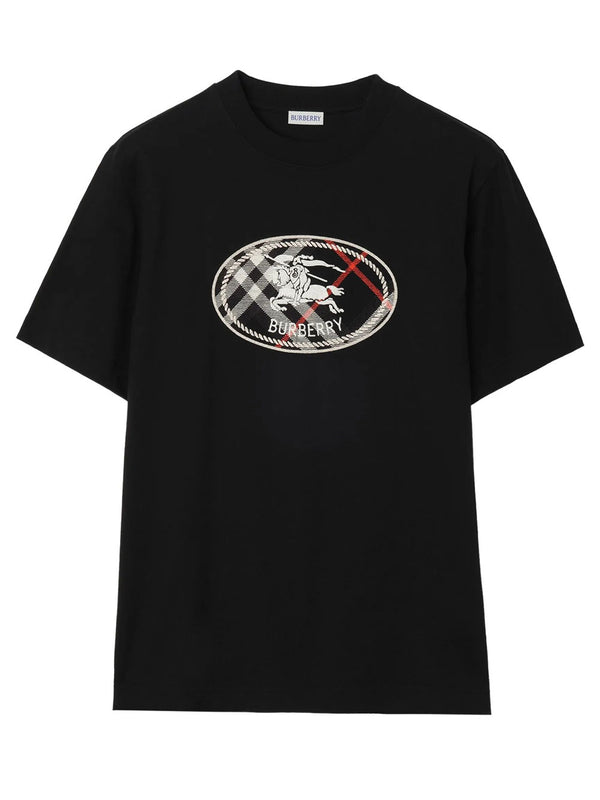T-Shirt In Cotone Check Con Knight Stamp