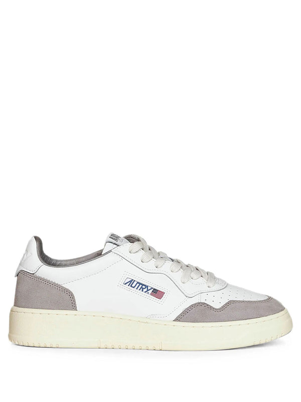 Sneakers Medalist Low In Pelle Bianca E Suede Cemento