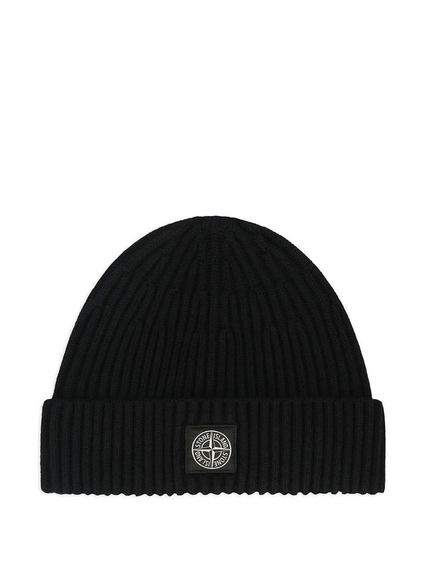 Berretto In Lana A Costine Con Patch Compass