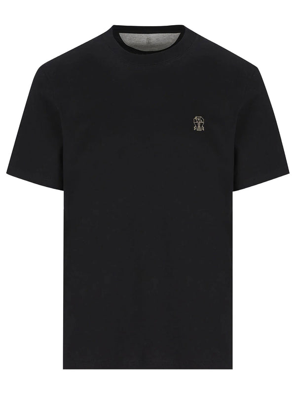 T-Shirt Girocollo In Jersey Di Cotone Con Logo