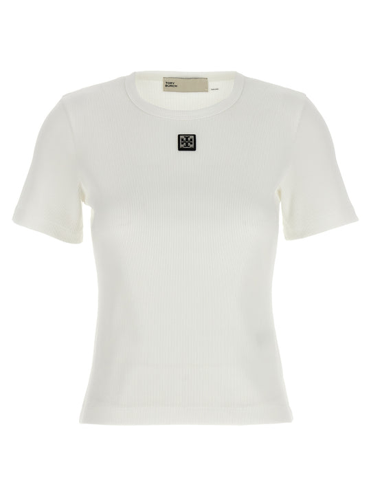 Logo Plaque T Shirt Bianco