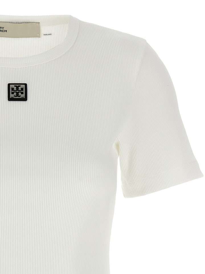 Tory Burch Logo Plaque T shirt - Bianco | 053a5793e68813f1c34438c3ea40ce24e2890f0b
