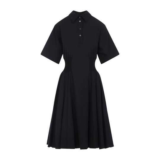 Black Cotton Short Sleeve Dress
