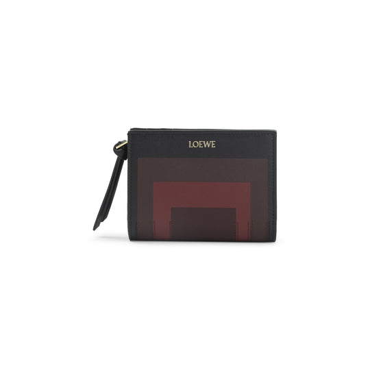 Black And Burgundy Compact Albers Calfskin Wallet