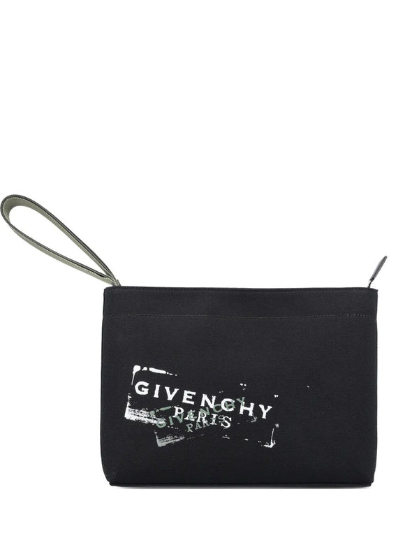 Pouch In Tessuto Con Stampa Logo