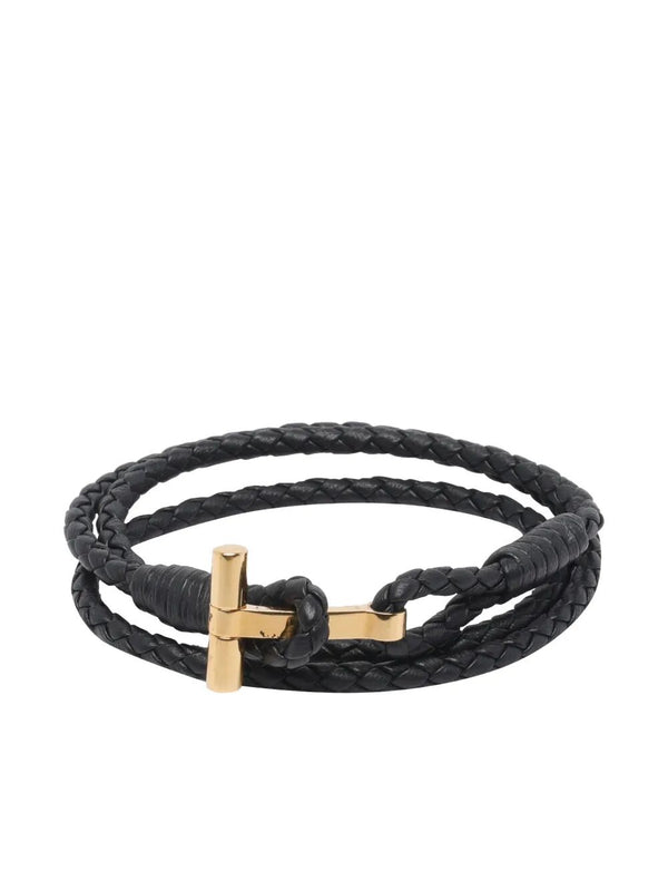 Bracciale A T In Pelle Intrecciata