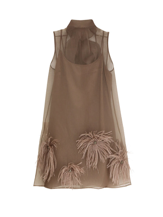 Albee Mini Dress With Feathers Detail