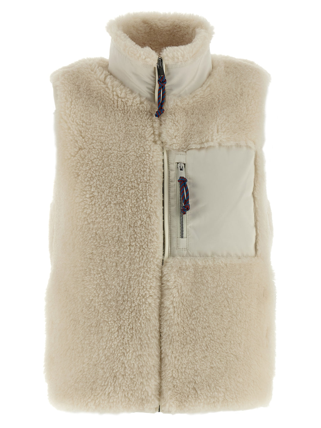 Tory Burch Colorblock Highpile Gilet - Bianco | eee958f8818a42bb366b3c17be33a0c22d70be03