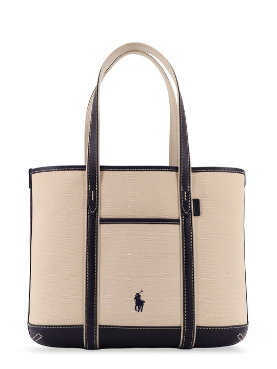 Canvas Shoulder Bag With Embroidered Logo On The Front