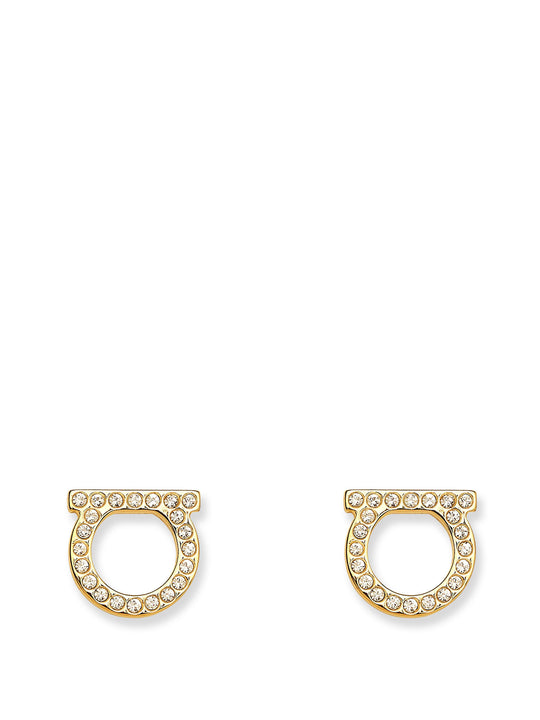 Gancini Crystals Brass Earrings