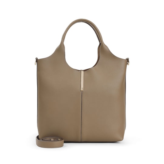Lentil Brown Leather Ebr Double Handles Little Bag