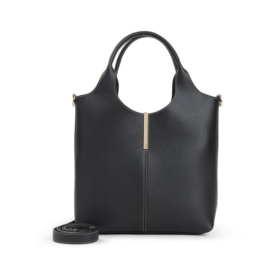 Black Leather Ebr Double Handles Little Bag