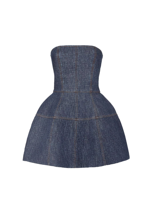 Padded Denim Mini Dress