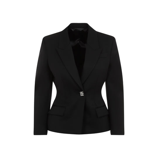 Black Structured Virgin Wool Jacket