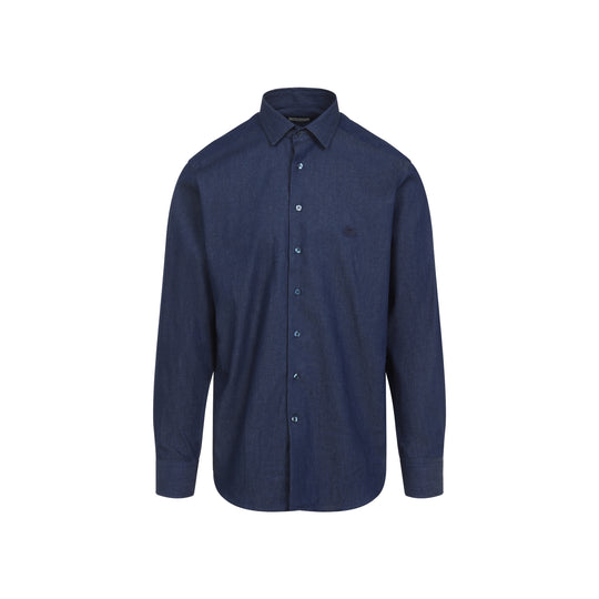 Blue Cotton Roma Logo Shirt