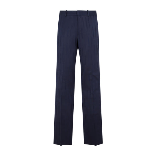 Blue Sierra Leone Virgin Wool Shibori Jacquard Slim Pant