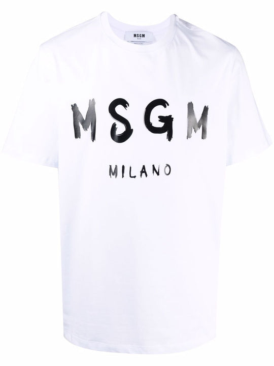 T-Shirt In Cotone Con Logo Pennellato