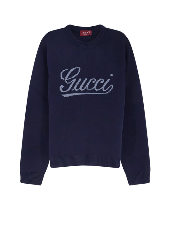 Wool Sweater With Frontal Embroidered Logo