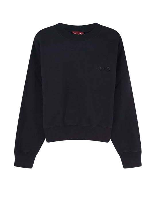 Cotton Sweatshirt With Beaded Horsebit Detail