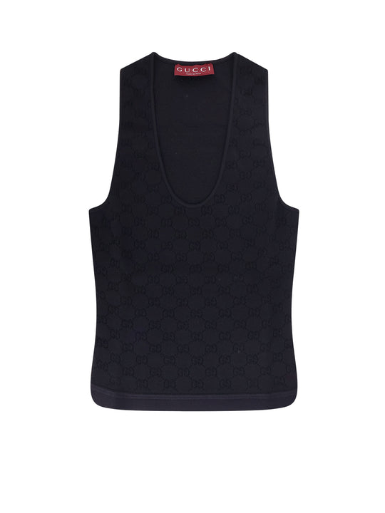 Viscose Blend Top With All-Over Gg Motif