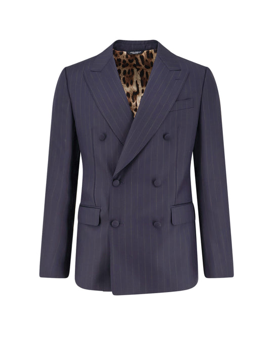Sicilia Virgin Wool Blazer With Pinstripe Motif