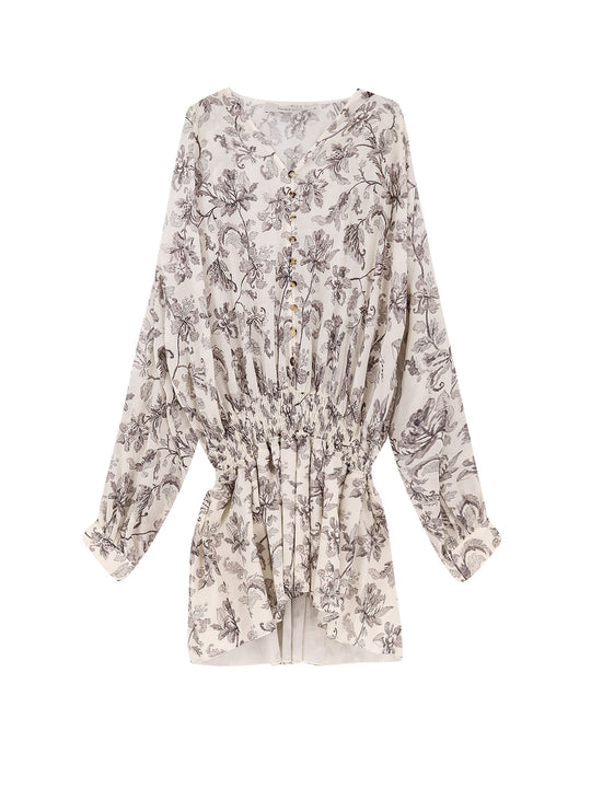 Short Cotton Dress With Floral Pattern