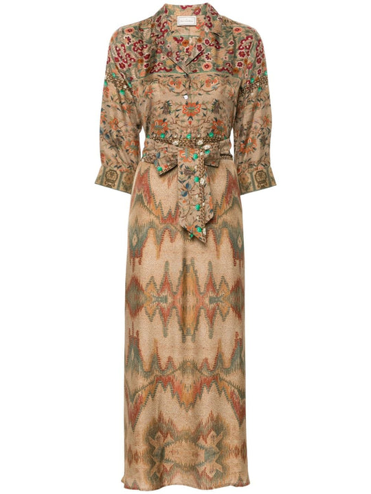 Printed Silk Shirt Dress